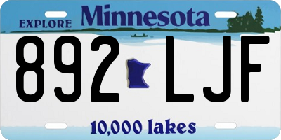 MN license plate 892LJF