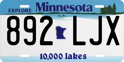 MN license plate 892LJX
