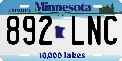 MN license plate 892LNC