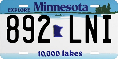 MN license plate 892LNI