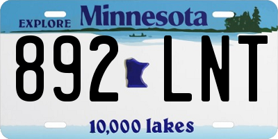 MN license plate 892LNT