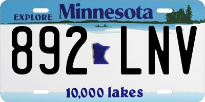 MN license plate 892LNV