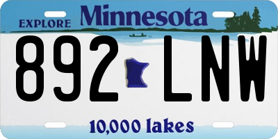 MN license plate 892LNW