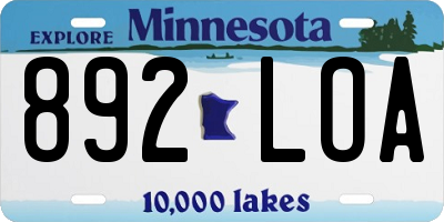 MN license plate 892LOA