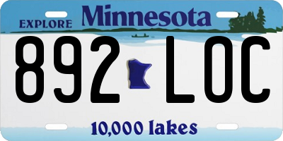 MN license plate 892LOC