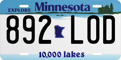 MN license plate 892LOD