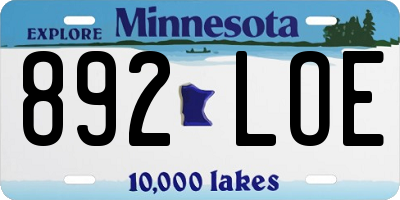 MN license plate 892LOE