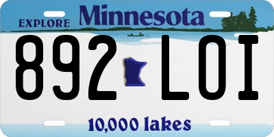 MN license plate 892LOI