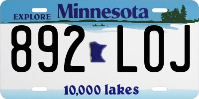 MN license plate 892LOJ