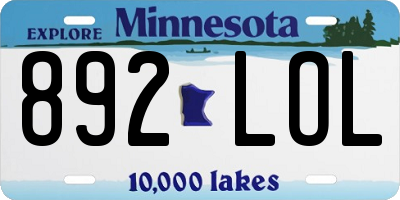 MN license plate 892LOL