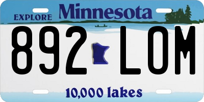 MN license plate 892LOM