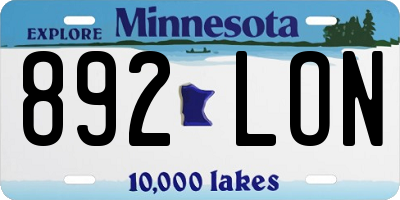 MN license plate 892LON