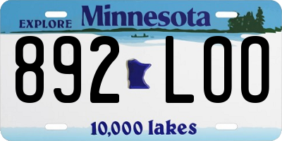 MN license plate 892LOO