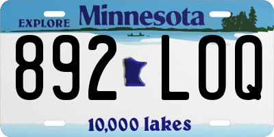 MN license plate 892LOQ