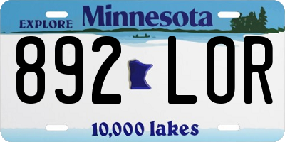 MN license plate 892LOR