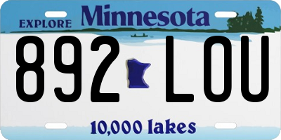 MN license plate 892LOU
