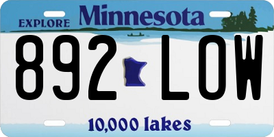 MN license plate 892LOW