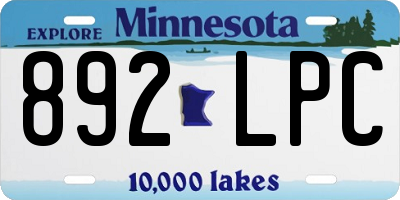 MN license plate 892LPC