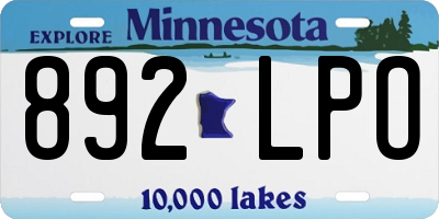 MN license plate 892LPO