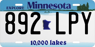 MN license plate 892LPY