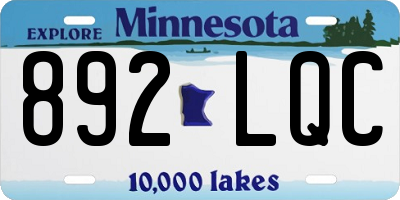 MN license plate 892LQC