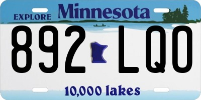 MN license plate 892LQO