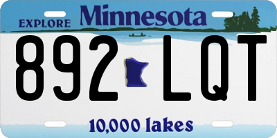 MN license plate 892LQT