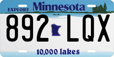 MN license plate 892LQX