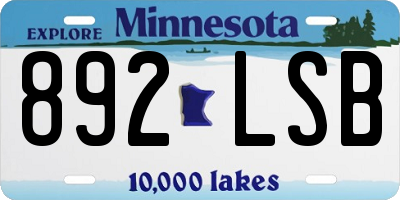 MN license plate 892LSB