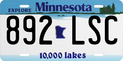 MN license plate 892LSC