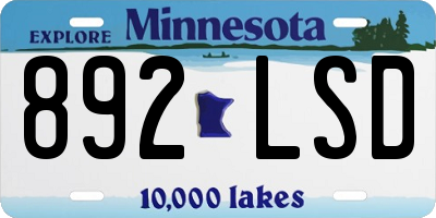 MN license plate 892LSD