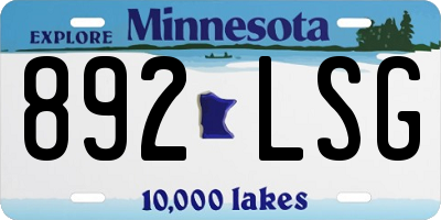 MN license plate 892LSG