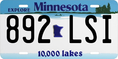 MN license plate 892LSI