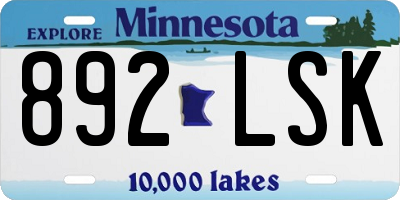 MN license plate 892LSK