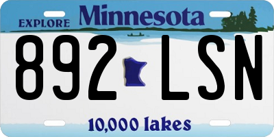 MN license plate 892LSN