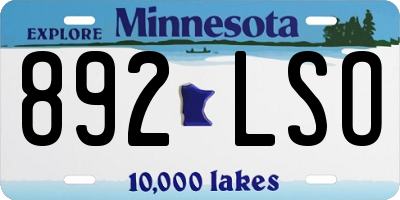 MN license plate 892LSO