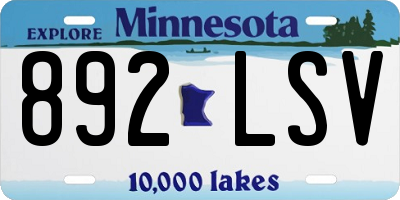 MN license plate 892LSV
