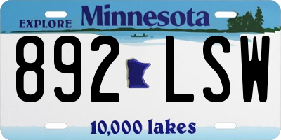 MN license plate 892LSW