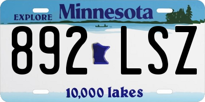 MN license plate 892LSZ
