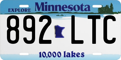 MN license plate 892LTC