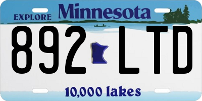MN license plate 892LTD
