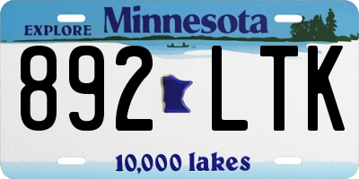 MN license plate 892LTK