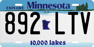 MN license plate 892LTV
