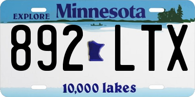 MN license plate 892LTX