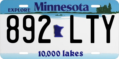 MN license plate 892LTY