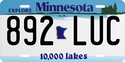 MN license plate 892LUC