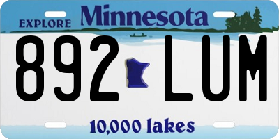 MN license plate 892LUM