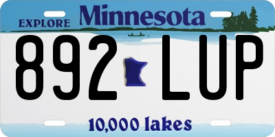 MN license plate 892LUP