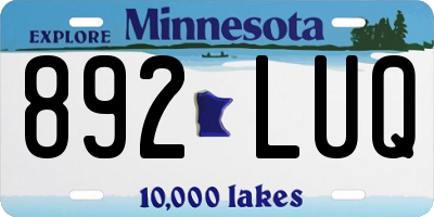 MN license plate 892LUQ