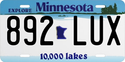 MN license plate 892LUX